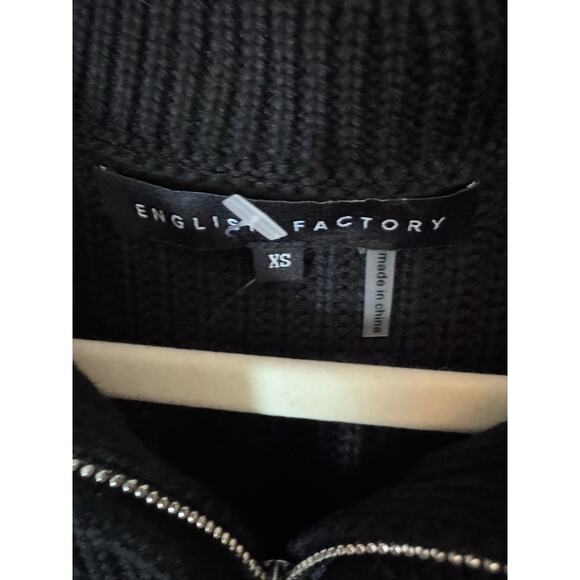 English Factory STRIPED HALF-ZIP SWEATER Grey/black Womens Sz XS NEW - Picture 6 of 15